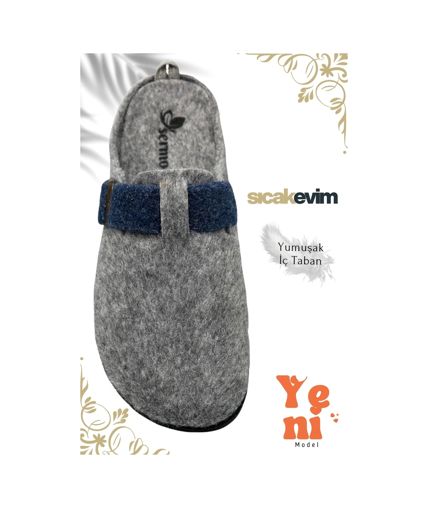 Kadın Kışlık Ev Terliği Sıcak Tutan, Hafif Ve Dayanıklı Şık Peluş Terlik Gri Laci Gri Laci