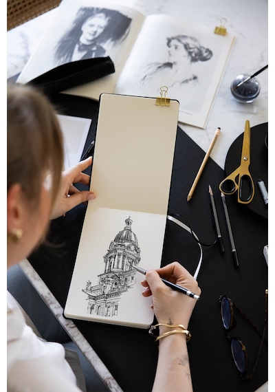21x15 Cm Sert Kapak 80 Yaprak 140 Gr. Eskiz Defteri - Sketch Book - Bordo