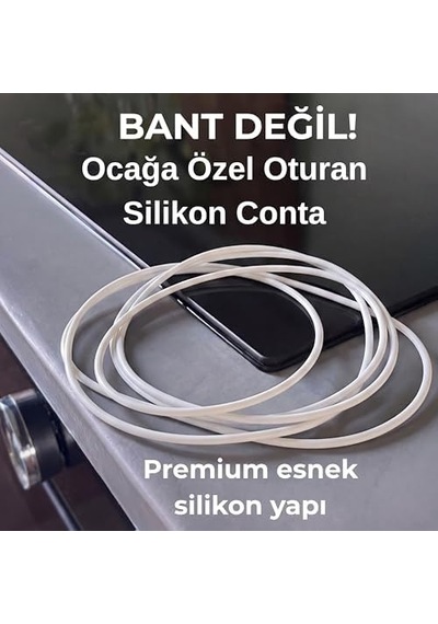 Ankastre Ocak- İndüksiyon Ocak- Sızdırmaz Silikon Conta Bant Değil, Çıkarılabilir & Yıkanabilir 60-75 Cm Ocak Uyumlu Ankastre Ocak- İndüksiyon Ocak Kenar Silikonu Beyaz
