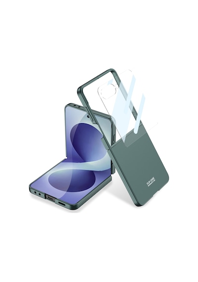 Samsung Galaxy Uyumlu Z Flip 8 Kılıf Sert Renkli Kıpta Kapak Yeşil