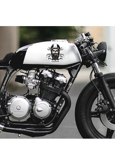 Chopper Kurukafa Sticker - Motosiklet Araba Oto Motor Cam Sticker - 00072 10X9 Cm