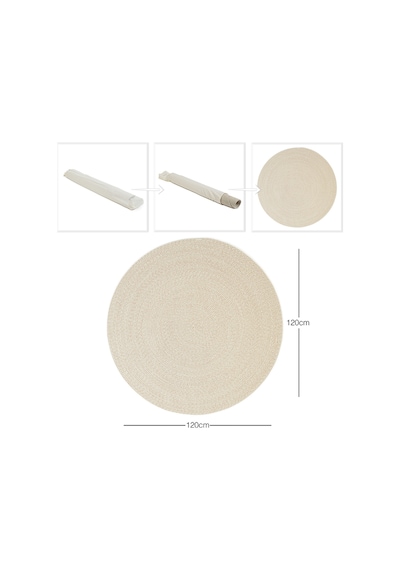 Ocean Home Textile Yıkanabilir Bej Kırçıllı Pamuklu Halı Kilim 120 Cm Çap