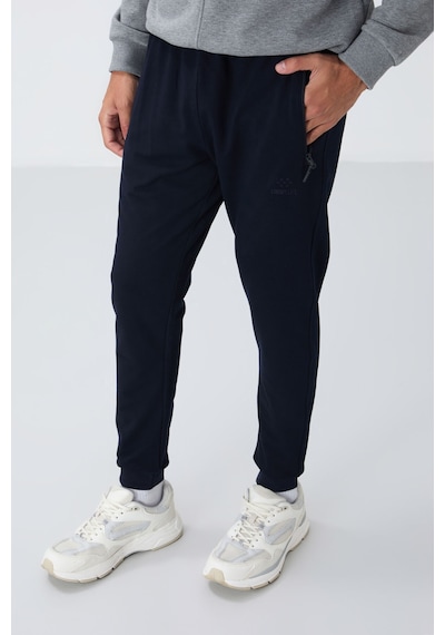 Tommy Life Lacivert Fermuar Cepli Standart Kalıp Jogger Erkek Eşofman Alt - 84651 001