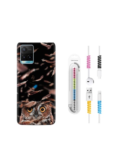 Vivo Y21 Kılıf Kablo Koruyuculu Green Prizma 1347