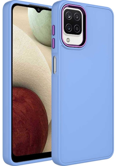 Zore Galaxy Uyumlu M12 Kılıf Metal Çerçeve Ve Buton Tasarımlı Silikon Luna Kapak - Pembe Pembe