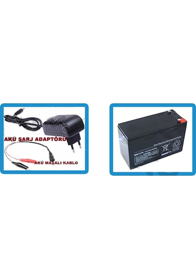 12 Volt 7 Amper Akü ve Akü Şarj Aleti Solar Sistem Uyumlu