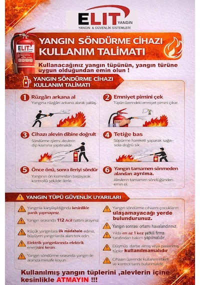 6 Kg Köpüklü Yangın Söndürme Tüpü Askı Aparatı + Talimat Dahil Ruhsata Uygun 6'lı Paket