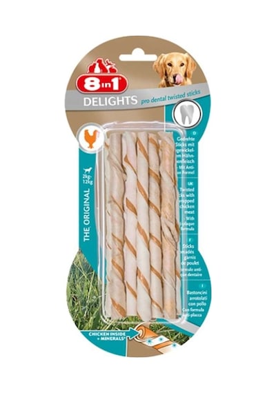 8in1 Delights Pro Dental Twisted Sticks Tavuklu Köpek Ödülü 10'lu 55 Gr