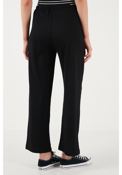Lela Regular Fit Normal Bel Geniş Paça Bayan Pantolon 5866117 Siyah