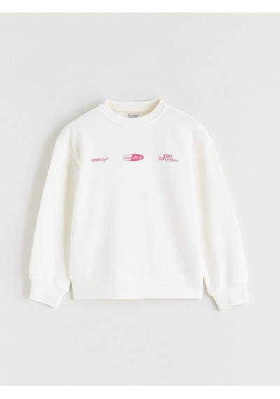 LC Waikiki Lcw Kids Ekru Baskılı Kız Çocuk Sweatshirt Ecru