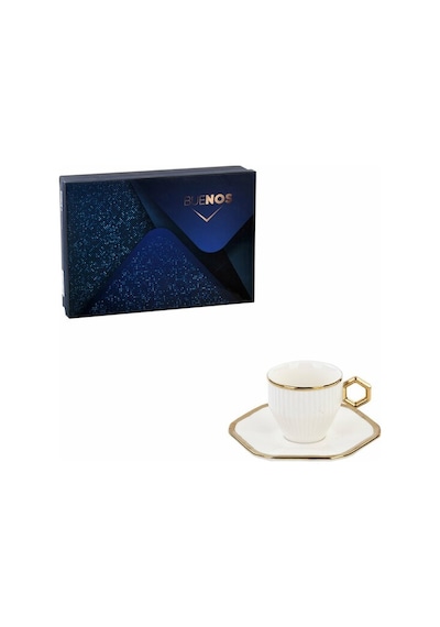 Çiftçiler Kahve Fincan Takımı 6 Kişilik Beyaz Gold Krem