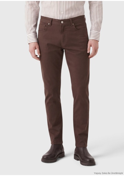 Ramsey Kahverengi Dokuma Regular Fit Casual Yün Karışımlı Pantolon kahverengi brown