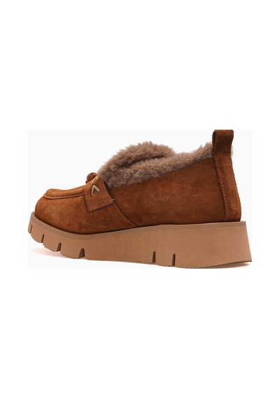 Mamma Mia Mammamia Kadın İçi Tüylü Loafer Ayakkabı 26k D26ka-3195 Taba Süet