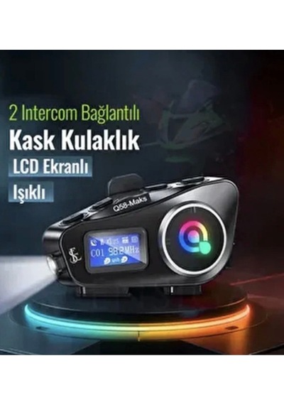 Upgrade Intercom Rgb Led Işıklı Telsiz Özellikli Motosiklet Kask Kulaklığı Interkom Siyah