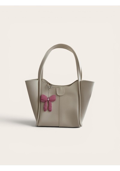 Pembe Fiyonk Çanta Charmı El İşlemeli Boncuk Detaylı Bag Charm