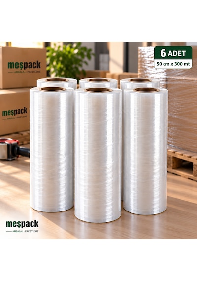Streç Film 17 Mikron 50 Cm 300 Mt 6 Adet 50x300