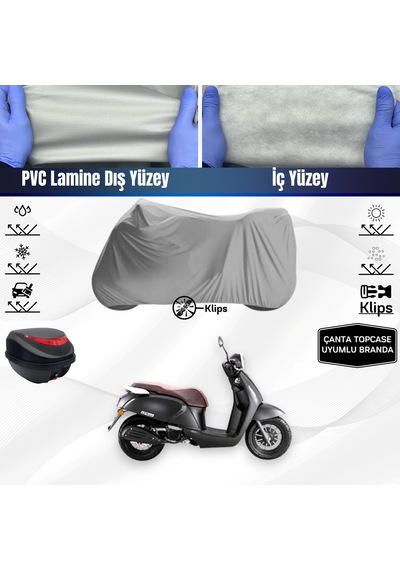 Qj Ltm 125 Motosiklet Brandası Çanta Uyumlu Topcase Motor Branda