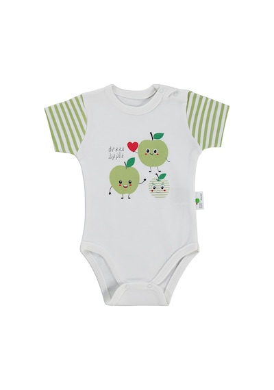 Nova Baby Yeşil Ema Kokulu Kısa Kol 1-12 Ay Çıtçıtlı Badi - Ekru