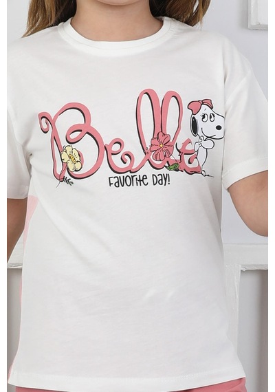 Belle Baskı Kız Çocuk Şortlu Takım-90343 Pembe