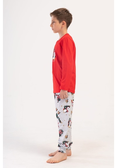 Yake Store Erkek Cocuk P.suprem O Yaka Uzun Kol Etegı Oval Mansetlı Pıjama Takım 9-10/15-16 - Blood Red Kımızı