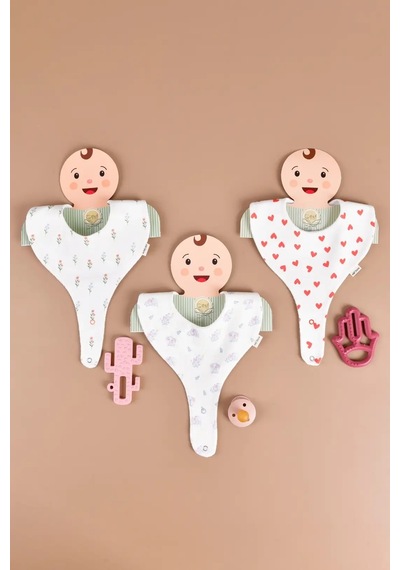 E&f Store Kız Bebek 3'lü Sıvı Geçirmez Emzik Tutucu Mama Önlüğü - Model 1 Çok Renkli