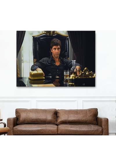 Es10 Özel Tasarım, Dekortif BaskıScarface Alpacino İtalyan Mafya Kanvas Tablo-5137 (35 x 50)