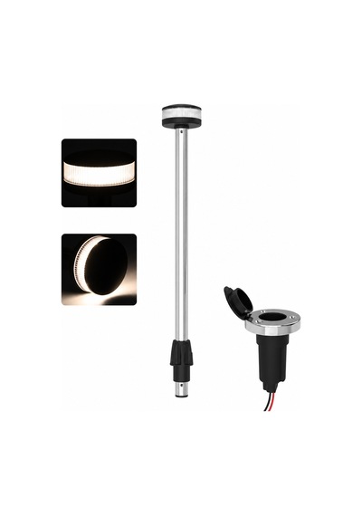 Labarka LED Krom Bayrak Direği Soketli 12V 60 cm
