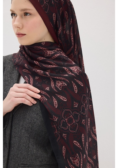 Mirsoy Scarf Rüya Pamuk Etnik Desen Şal Koyu Bordo