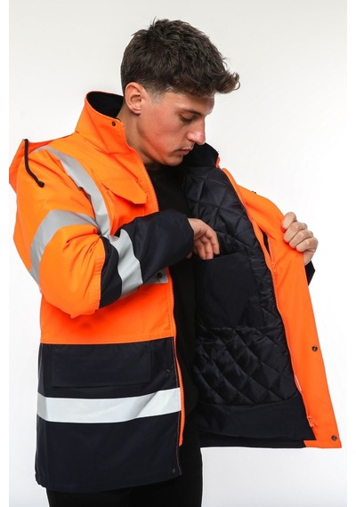 Uniprom İş Kabanı Parka Su Ve Rüzgar Geçirmez Rain Safety Model Membranlı Neon Turuncu Erkek Neon Turuncu