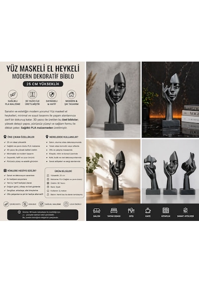 Yüz Maskeli El Heykeli 3 Lü Set 25 Cm 3d Baskı Modern Dekoratif Biblo Minimalist Sanatsal Tasarım Pla Sağlıklı Malzeme Yüz Maskeli El Heykeli 3 Lü Set 25 Cm 3d Baskı Modern Dekoratif Biblo Minimalist Sanatsal Tasarım Pla Sağlıklı Malzeme