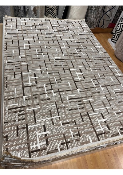 Bertuğ Halı Ada Serisi 01 Salon Oturma Odası Halısı 200x290 6m2 Kahve - Krem