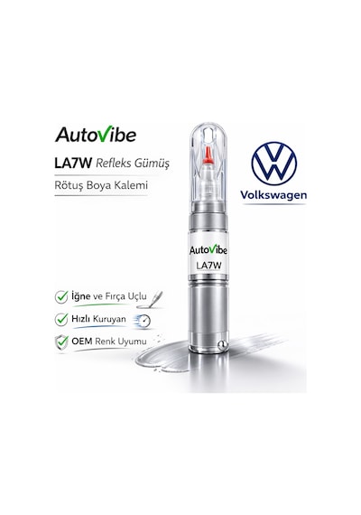 La7w Refleks Gümüş Rötuş Boyası Ve Rötuş Çeliği Seti Kalemi Volkswagen Audi Skoda Seat Uyumlu Oem Çizik Giderici