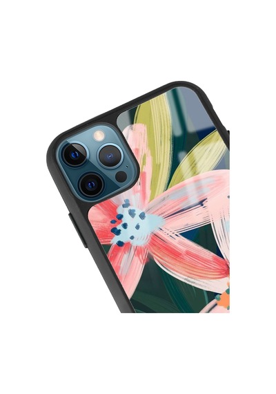 Apple Uyumlu iPhone 11 Pro Suluboya Çiçek Tasarımlı Glossy Telefon Kılıfı Çok Renkli