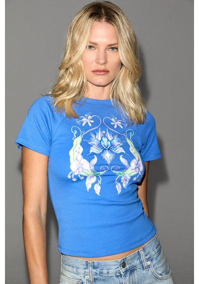 Grimelange Grımelange Wıms Kadın Baskılı Kısa Kollu Mavi T-shirt