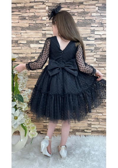 Mnk Baby & Kids Katkat Prenses Dantel Tokalı Kız Çocuk Elbise Siyah