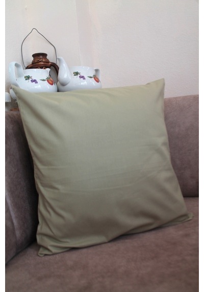 Yağ Yeşili Premium %100 Pamuklu Fermuarsız Kırlent Kılıfı 43x43cm