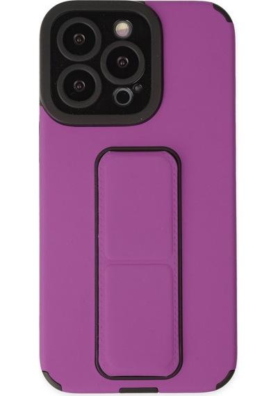Newface Apple   Uyumlu  iPhone 13 Pro Max Kılıf Mega Standlı Silikon - Mor