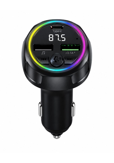 Rio Tech Araç Fm Vericisi Bluetooth 5.0 Type-c Qc3.0 Hızlı Şarj 48w Çift Usb