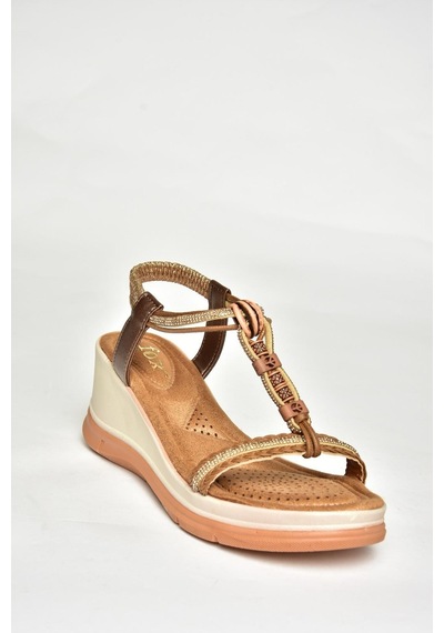 Fox Shoes U258925909 Taba Dolgu Tabanlı Kadın Sandalet Taba