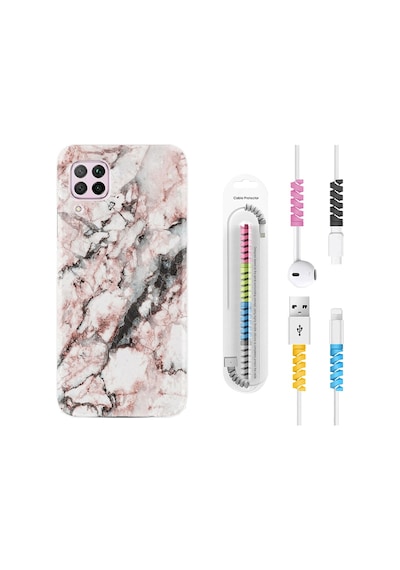 Huawei P40 Lite Kılıf Kablo Koruyuculu Colorfull Marble 2 1389