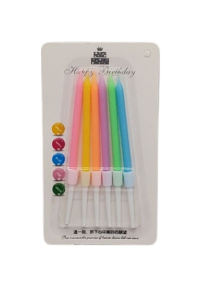 Çok Renkli Pastel Tonları 6'lı Kısa Mum