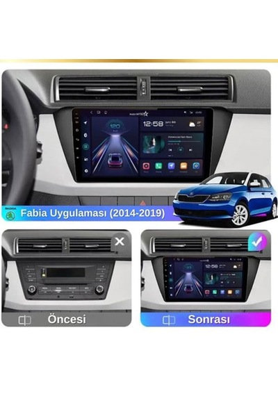 Medya Magic Skoda Fabia 2015-2020 Uyumlu 6-64 Gb Multimedya Navigasyon 9"