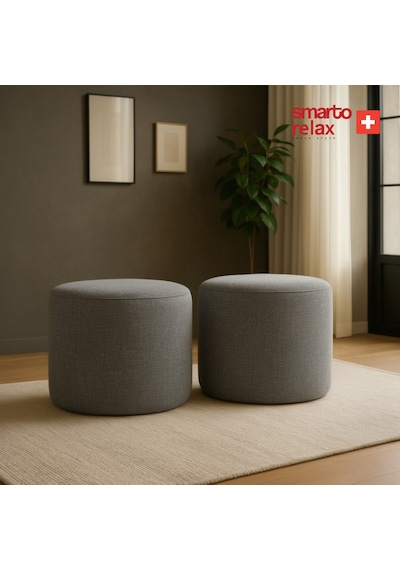 Smarto Relax Puf Babyface Kumaş Silindir Puf 40 45 Cm Gri