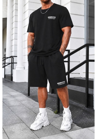 Cool Tarz Erkek Oversize Basic Tişört Şort Takımı %100 Pamuk Yazlık Rahat Günlük İkili Takım Siyah Siyah Cool Tarz Erkek Oversize Basic Tişört Şort Takımı %100 Pamuk Yazlık Rahat Günlük İkili Takım Siyah Siyah