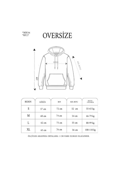 Mbb E-ticaret Erkek Nakışlı Kapüşonlu Oversize 3 İplik Pamuklu Sweatshirt Hoodie - Füme