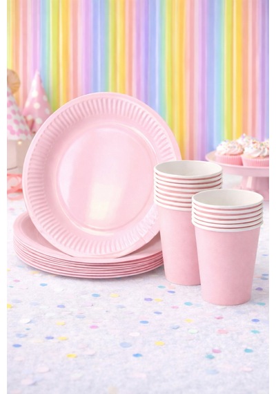 Beysüs Makaron Pembesi 8li Tabak Bardak Set