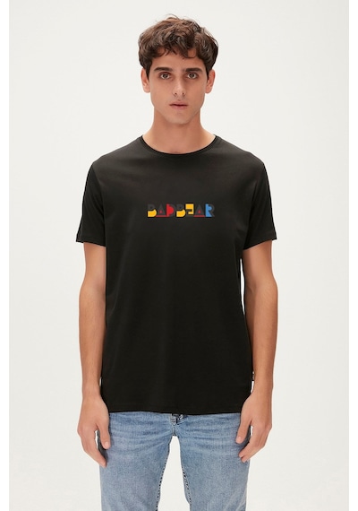 Retro Colors Siyah Erkek Baskılı Tişört Siyah