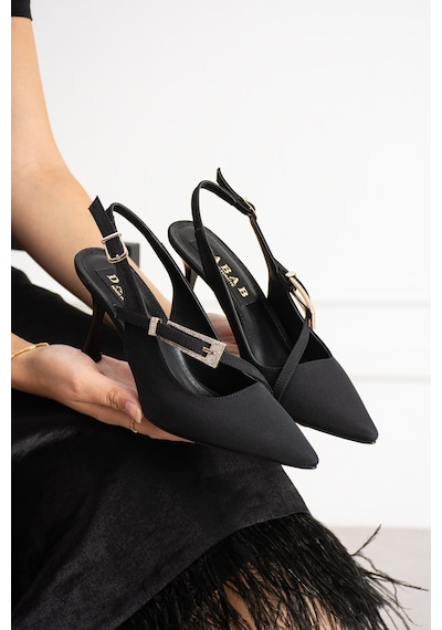 Dabab Shoes Merva Kadın Siyah Saten Sivri Burun Taşlı Toka Detaylı Çapraz Bantlı 7 Cm İnce Topuklu Slingback Abiye Ayakkabı Dabab Shoes Merva Kadın Siyah Saten Sivri Burun Taşlı Toka Detaylı Çapraz Bantlı 7 Cm İnce Topuklu Slingback Abiye Ayakkabı