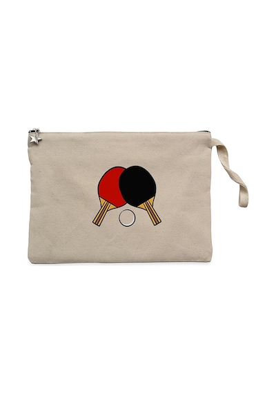 Ping Pong Rackets Colored Krem Clutch Astarlı Cüzdan / El Çantası Krem