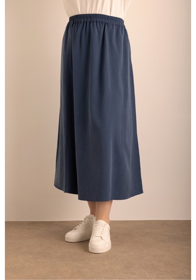 Aker Lacivert Beli Lastikli Cotton Etek Lacivert Lacivert